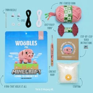 Woobles Minecraft Pig Crochet Kit for Beginners